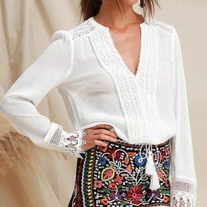 COPY - Lulus White Lace Long Sleeve Top